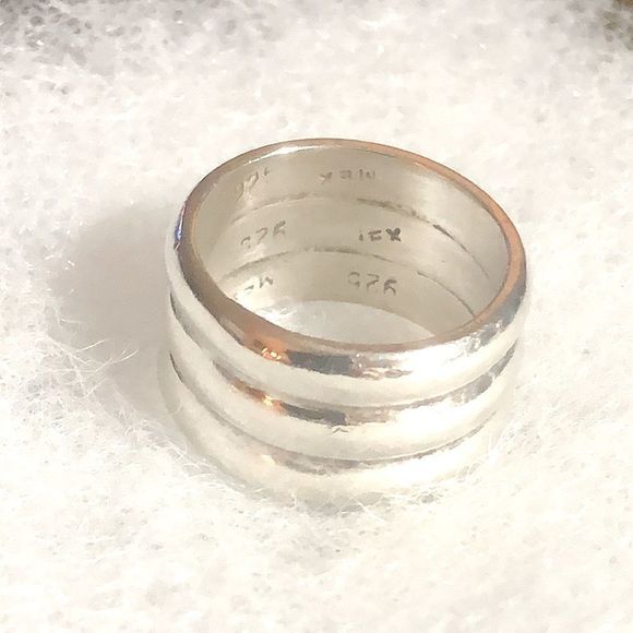 Vintage TAXCO Sterling Silver Concentric Circle Fluted Wide Band Ring - Picture 3 of 10